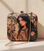 Princess printed box clutchbag for women with detachable strap