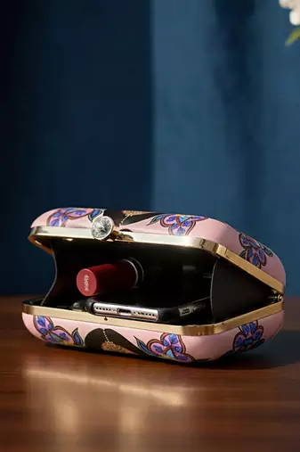 Printed box clutchesbag for women with detachable strap