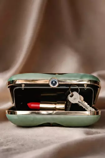 Printed box clutch bag for women with detachable strap