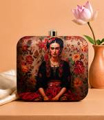 Printed box clutch bag for women with detachable strap