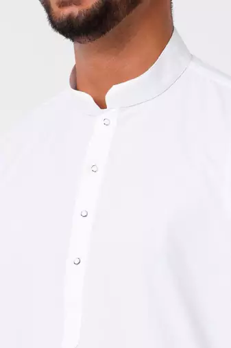 Mandarin collar pure cotton straight kurta with golden zari dhoti