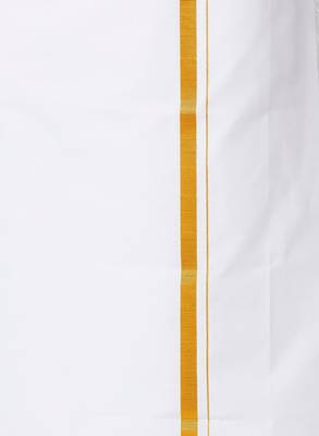 Mandarin collar pure cotton straight kurta with golden zari dhoti 3