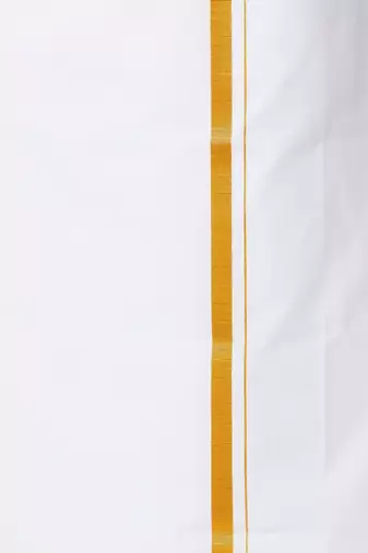 Mandarin collar pure cotton straight kurta with golden zari dhoti