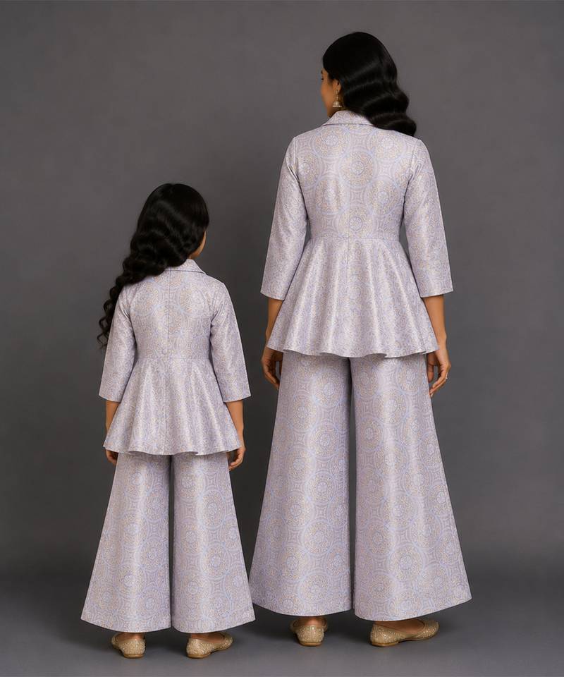Lavender grey brocade co ord set