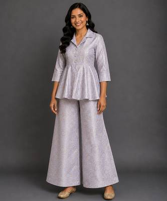 Lavender grey brocade co ord set 3