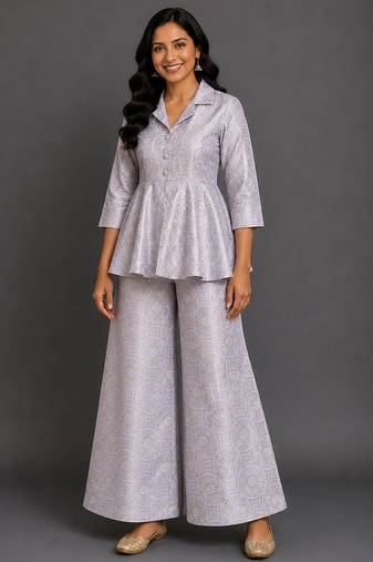 Lavender grey brocade co ord set
