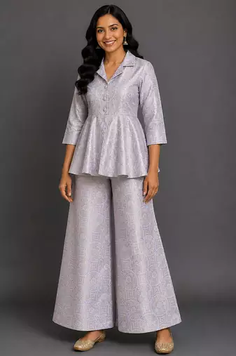 Lavender grey brocade co ord set