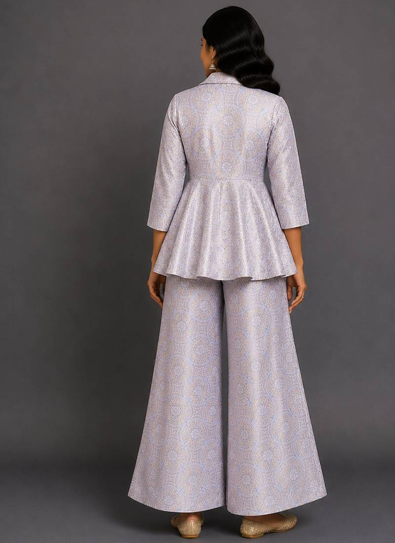 Lavender grey brocade co ord set