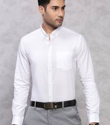 Men classic spread collar solid cotton formal shirt