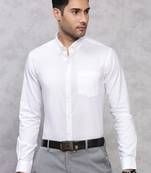Men classic spread collar solid cotton formal shirt