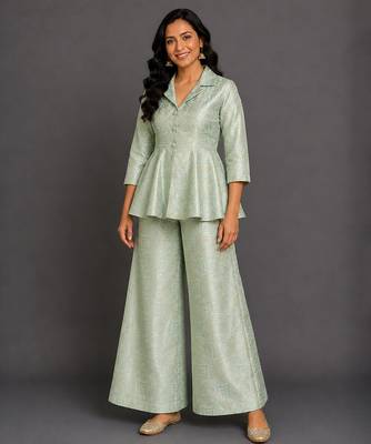 Sage green brocade co ord set 3