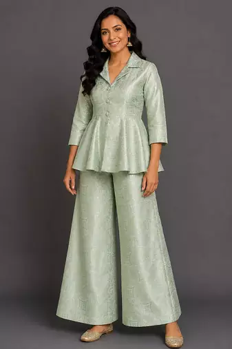 Sage green brocade co ord set