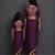Deep purple embroidered silk draped skirt set