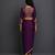 Deep purple embroidered silk draped skirt set