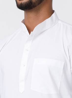 Ramraj cotton men full sleeves white medium kurta with 3/4" inch gold jari dhoti 2