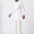 Ramraj cotton men full sleeves white medium kurta with 3/4" inch gold jari dhoti