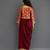 Maroon red brocade draped skirt set