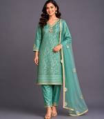 Pastel Green embroidered chanderi kurta set