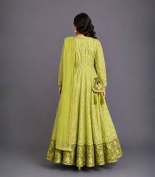 pastel green chanderi anarkali set