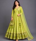 pastel green chanderi anarkali set