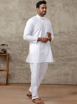 Men regular pure cotton kurta with pyjamas 1