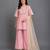 Baby pink embroidered silk kurta-set