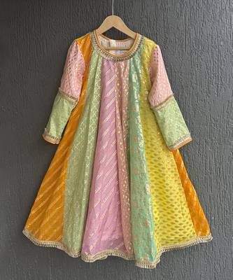 Multicolor cotton silk anarkali kurta set 5