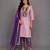 Lilac purple embroidered cotton silk kurta set