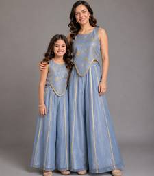 Powder blue printed organza co ord set