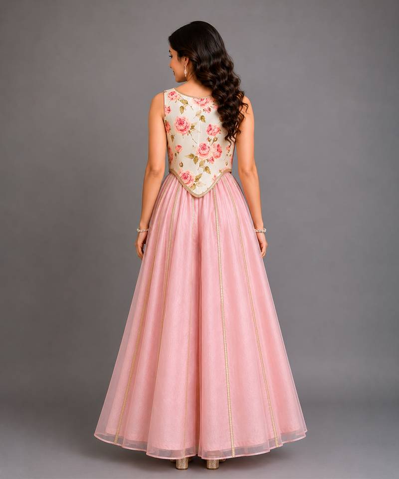 Off white pink printed cotton silk co ord set