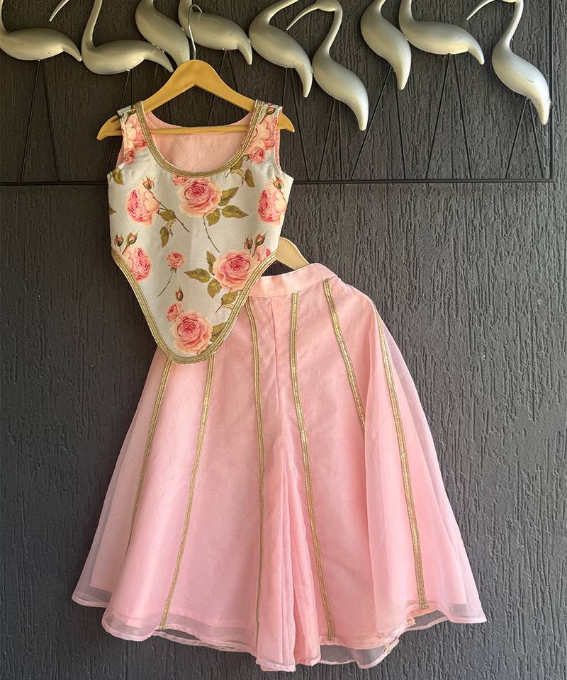 Off white pink printed cotton silk co ord set