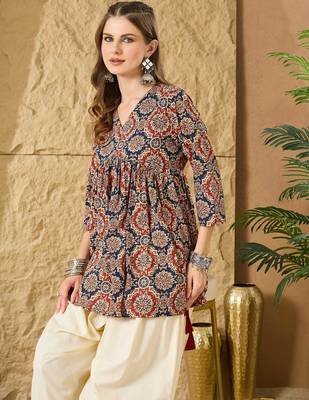 Print Ethnic Cotton Peplum Top 4