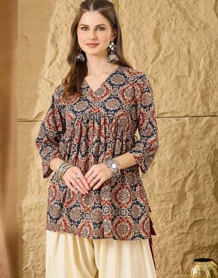 Print Ethnic Cotton Peplum Top 5