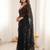 Black color space silk blend embroidered saree with un-stitched blouse