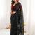 Black color space silk blend embroidered saree with un-stitched blouse