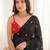 Black color space silk blend embroidered saree with un-stitched blouse
