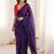 Jamli blue color space silk blend embroidered saree with un-stitched blouse