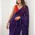 Jamli blue color space silk blend embroidered saree with un-stitched blouse