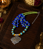 Two Tone Heritage Beaded Pendant Necklace