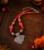 Two tone artisan beaded statement necklace