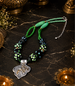 Handcrafted two tone pendant bead necklace