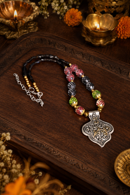 Ethnic heritage two tone pendant necklace 1