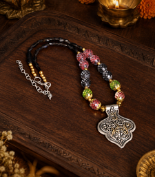 Ethnic heritage two tone pendant necklace