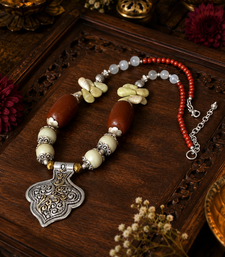 Artisan stone two tone beaded necklace