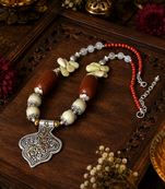 Artisan stone two tone beaded necklace