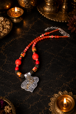 Two tone artisan beaded statement necklace 2