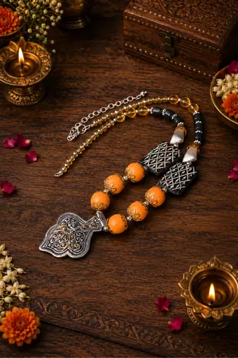 Artisan heritage two tone statement necklace