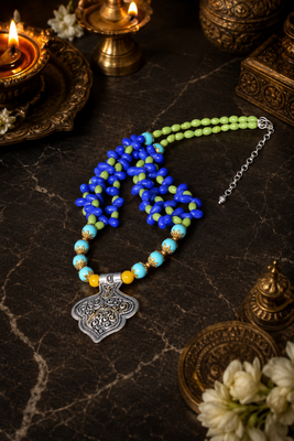 Two Tone Heritage Beaded Pendant Necklace 3