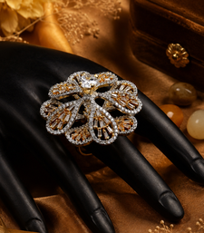 Regal Blossom Gold Finish CZ Designer Ring
