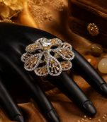 Regal Blossom Gold Finish CZ Designer Ring